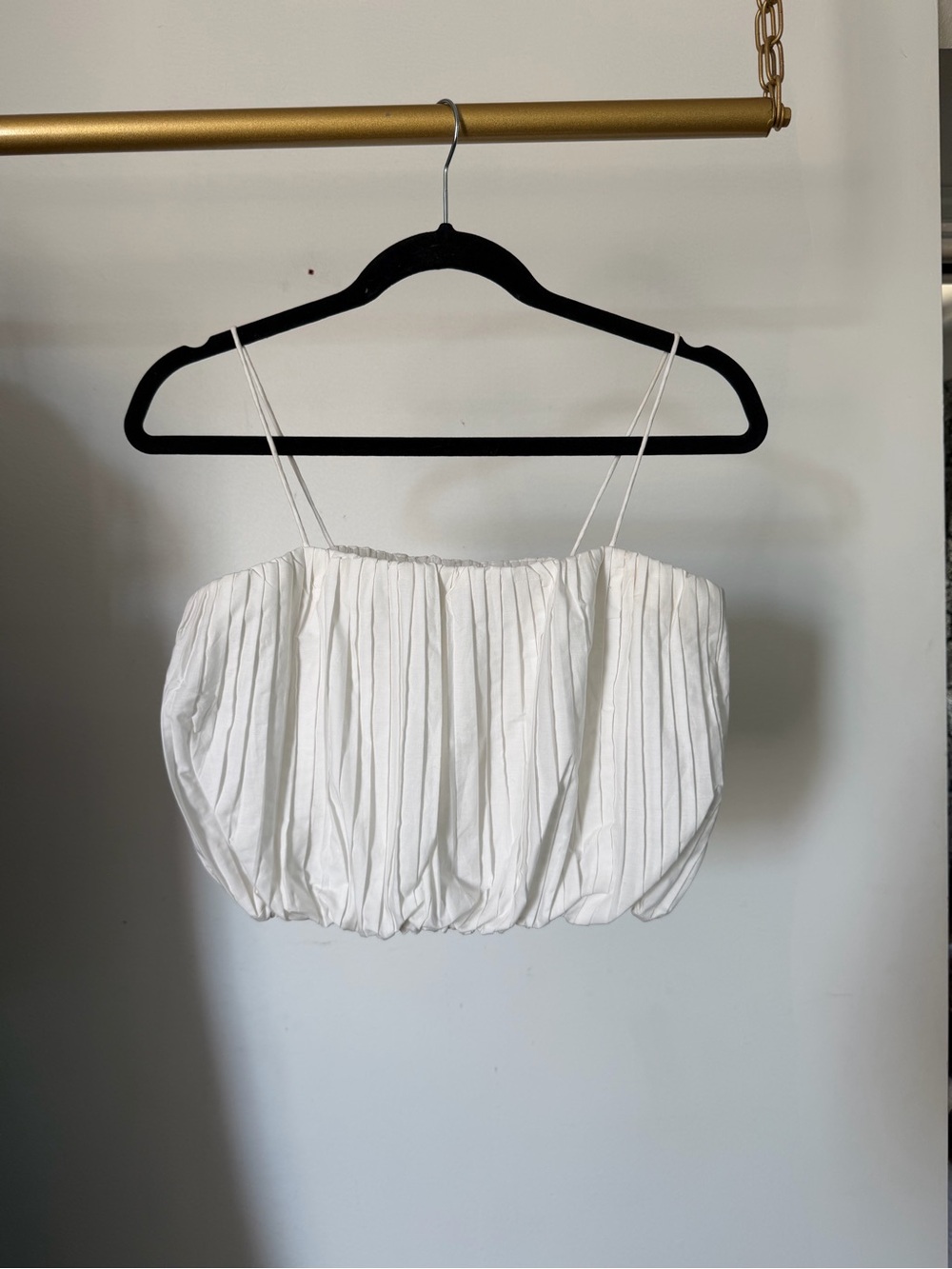 White Pleated Crop Top